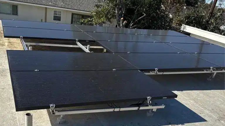 Solar panels angled toward the highest yield sun position.